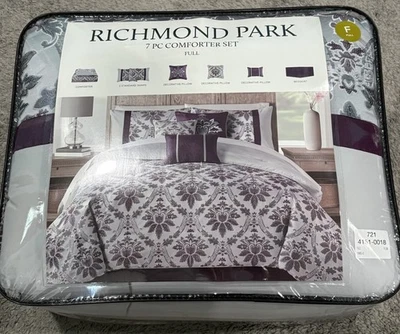 Juego completo de edredón Richmond Park de 7 piezas. Color ciruela. Sin abrir Foto 1 de 4