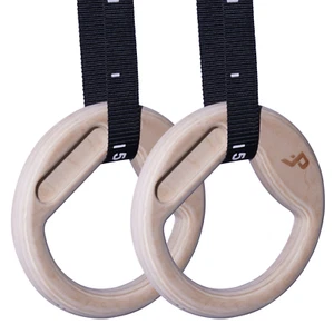 Wooden Gymnastic Rings with Built-in Hangboard – 32mm Birch Olympic Rings - Picture 1 of 12