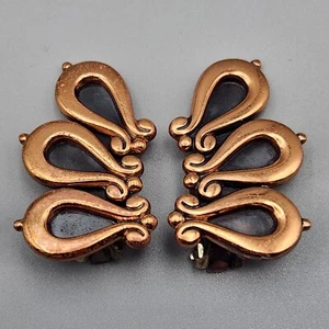 Vintage Renoir Copper Horseshoe Earrings Modernist Climber Clip-On Matisse READ - Picture 1 of 11