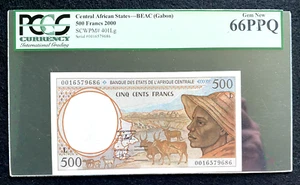 CENTRAL AFRICAN STATES, GABON 2000 500 FRANCS. PCGS-66PPQ. P-401Lg. GEM UNC - Picture 1 of 2