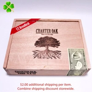 Caja de cigarros de madera vacía Charter Oak Toro CT hoja ancha 8,75" x 6,75" x 2" - Imagen 1 de 12