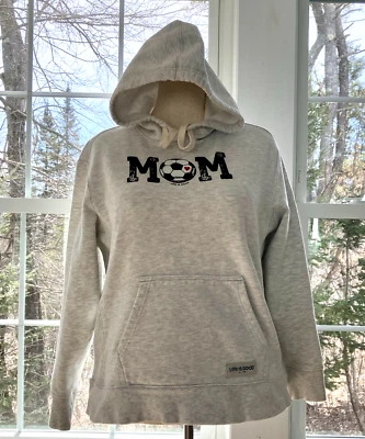 Life Is Good Mujer Grande Gris Fútbol Mamá Sudadera con Capucha Bolsillo Frontal Cálida Foto 1 de 4