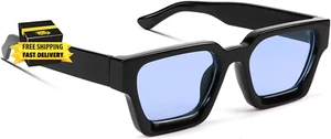 Trendy Square Sunglasses for Men Women Fashion Thick Rectangle Sun Glasses UV Pr - Picture 1 of 7