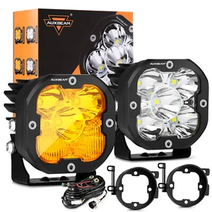 AUXBEAM 2pcs 3" LED Fog Light Amber White Pods For Toyota Tundra 4Runner Tundra - Picture 1 of 12