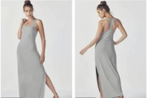 NEW-Fabletics razor back maxi Gray dress~Large - Picture 1 of 1
