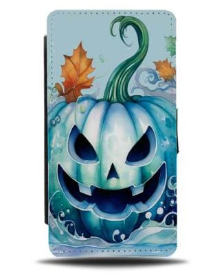 Blue Pumpkin Flip Wallet Case Halloween Pumpkins Ice Snow Frozen Girly CD81 - Изображение 1 из 3