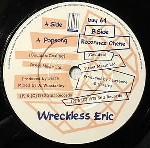 WRECKLESS ERIC A Popsong Original Vinyl Record 7" 45 Stiff Records UK Import - Picture 1 of 2