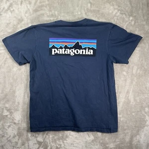 PATAGONIA P-6 Logo Graphic T-shirt Men Adult Large Navy Blue 38906 - Picture 1 of 7