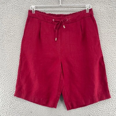 Pantalones Cortos Chicos 0 EE. UU. 4 Rojo Lino Corbata Bolsillo Frontal Cintura Ajustada Plisado Bermudas Playa Foto 1 de 4