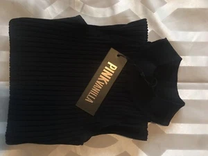 Pink Vanilla Womens Black Rib Bodycon Midi Dress - Picture 1 of 4