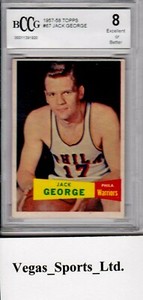 JACK GEORGE  SP  1957 TOPPS #67, BASKT, BECKETT GRADED 8  (BCCG), WELL CENTERED