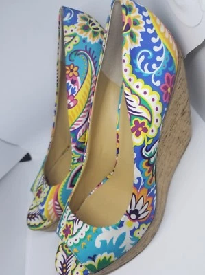 Nine West Wild Thingo Multi-Colored floral Wedges Heels Shoes Size 11M - Image 1 of 3