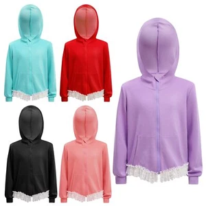 Kids Girls Hoodie Daily Sweatshirt Age 4-16 Outerwear School Pullover Zipper - Picture 1 of 52