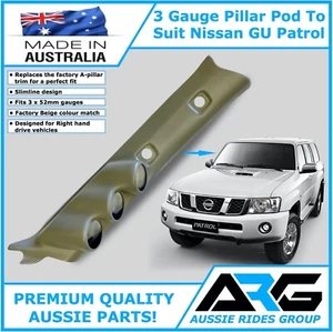 52mm 3 Gauge Pillar Pod In Beige To Suit Nissan GU Patrol 1997-2016 Trim Code G - Picture 1 of 5