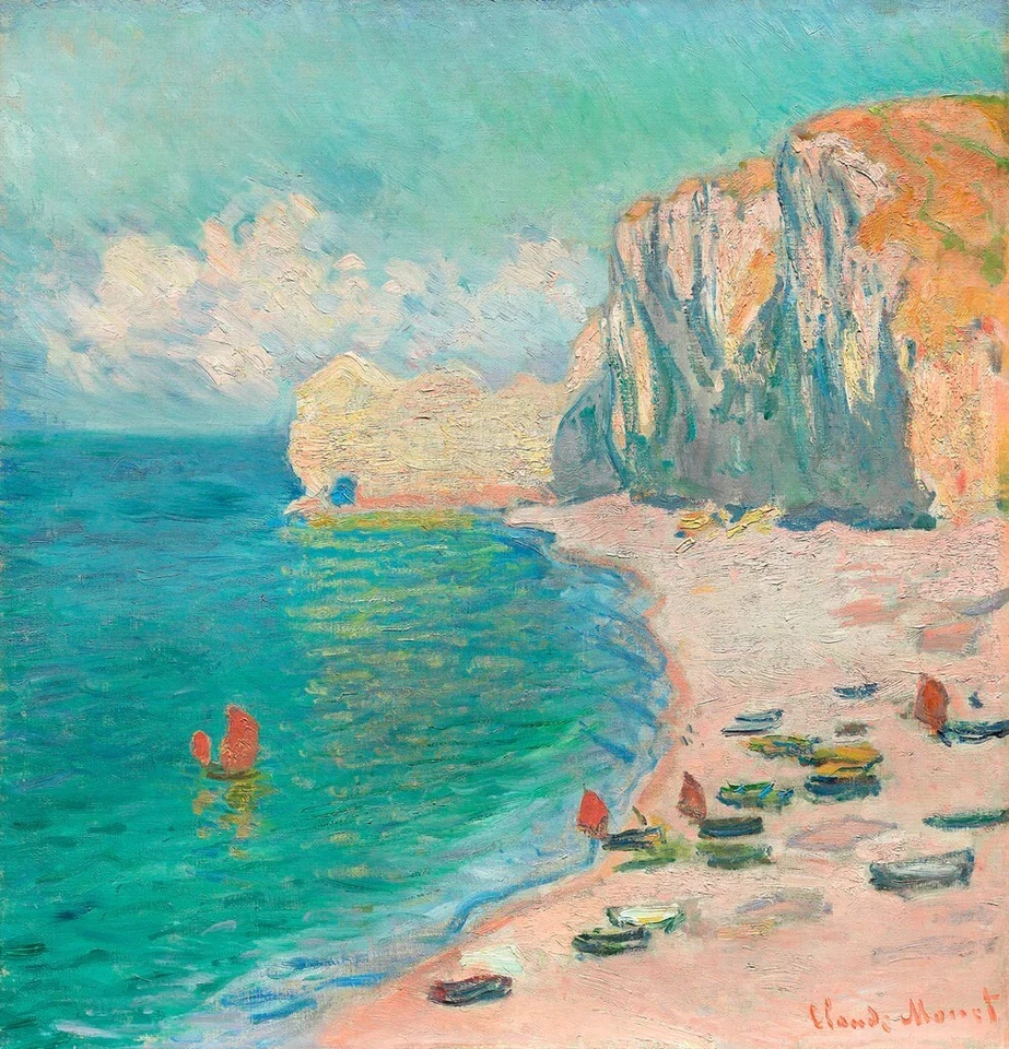 Impresión artística de decoración de pared The Beach and Falaise Amont 1885, Claude Monet 14" x 11" Foto 1 de 1