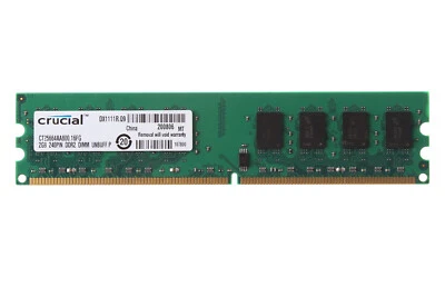 2G Crucial 2GB PC2-6400 DDR2 800MHZ 240PIN UDIMM Desktop Memory RAM Low Density - Image 1 of 4