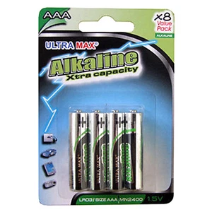 Ultra Max AAA Alkaline Battery Xtra Capacity Batteries, 8 Batteries in a Pack - Picture 1 of 1