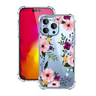 For Iphone 15 14 13 12 11 Pro Max Clear Flower Patterned Case Shockproof Cover