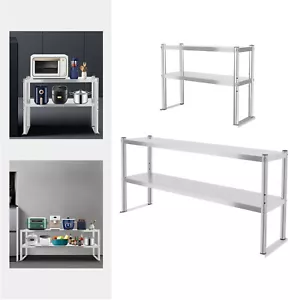 Stainless Steel Commercial Kitchen Prep Table with Double Overshelf- 12 x 59Inch - Picture 1 of 15