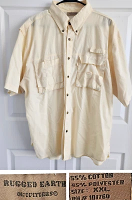 Rugged Earth Outfitters Men 2XL Vented Fishing shirt button Down Yellow Pockets - Image 1 of 4
