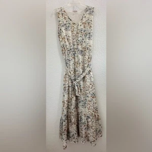 JANE AND DELANCEY Delicate Color Splash Maxi Dress M Cream Tiered Fairy Whimsy - Picture 1 of 12