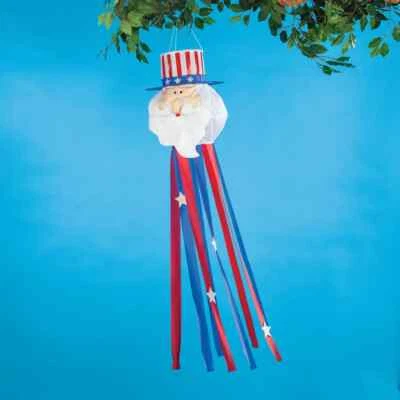 4 Foot 3-D Uncle Same 4th Of July Porch Patio Garden Streamer Windsock - Image 1 of 4