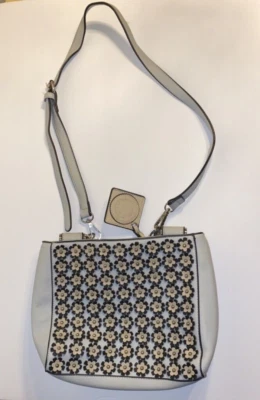 Catherine Malandrino Blue Floral Applique Crossbody Purse Womens Flower Gray #6 - Image 1 of 4