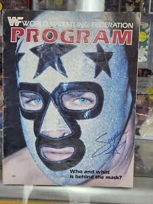Signed Masked Superstar WWF Program original autograph WWE Lineup Sheet magazine - Image 1 of 4