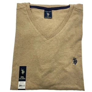2XL U.S. Polo Assn Men's V Neck T Shirt NWT Heather Beige XXL - Picture 1 of 7