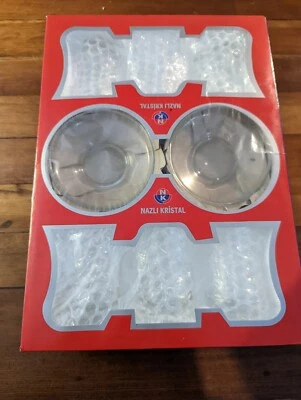 Juego de 6 vasos y platillos de té turcos Nazli Kristal Foto 1 de 4