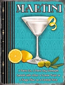 Martini receta cóctel pequeño letrero acero 200mm x 150mm - Imagen 1 de 1