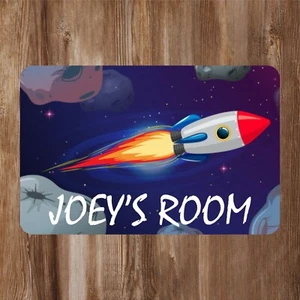 Space Rocket Kids Bedroom Door Sign Personalised With Any Name - Picture 1 of 1