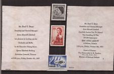 COPIES of actual Avro CF-105 Avro Arrow Aircraft invitations + authentic stamps