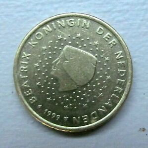RARE PIECE 50 cent euro NEDERLAND, PAY-BAS de 1999, Reine Beatrix 