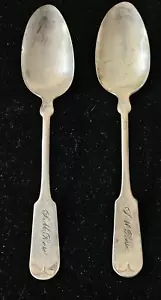 Antique Rogers Bros. A1 Silverplate Set of Two Spoons Engraved 1878 'S.M.Rose' - Picture 1 of 13