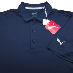NEW! PUMA GOLF POLO SHIRT -M- NAVY BLUE SOFT POLY PERFORMANCE STRETCH -GAMER - Picture 1 of 10