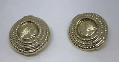 Pendientes Oro 14k Redondos Estilo Moneda Grande Bisagras Clip Estilo Omega Clip 15.9 Gramos Foto 1 de 4