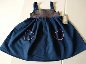 Btween Girls Sz 3T Denim Full Skirt Colorful Rushed Bodice Dress Pockets NWT - Picture 1 of 12