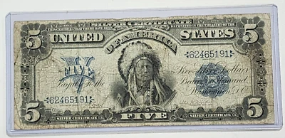 1899 $5 Silver Certificate United States "Chief" Note (2352) - Image 1 of 2