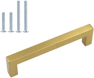 New 6PK 6 1/4" Cabinet Handles Brushed Brass Gold Kitchen Pulls Gold Fast Ship - Picture 1 of 7