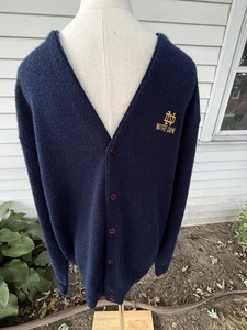 Vtg 40s Etonic Notre Dame Cardigan Embroidered Mens L - Picture 1 of 6