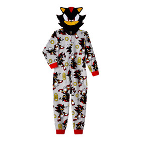 Shadow the Hedgehog Sonic One Piece Pajamas Union Suit Costume Christmas Sz 4-12