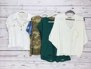 LOT 4-Free People Short Sleeves Blouse T-shirt Tops Size S Relaxed Tee - Picture 1 of 7