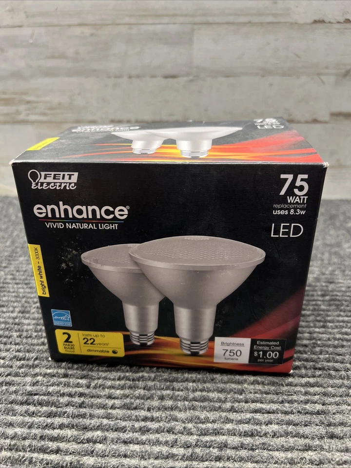 2 Pack Feit Enhance PAR30 E26 (Medium) LED Bulb Bright White 75 Watt Equivalence - Image 1 of 4