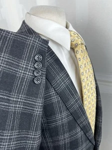 Baroni Prive Men’s Black Windowpane Super 150 Wool Sport Coat Blazer Sz 44 L - Picture 1 of 12