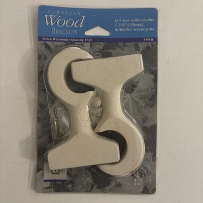 Suportes de madeira europeus GRABER (1 par) uso BRANCO com poste de 1 3/8” de diâmetro NOVO! - Imagem 1 de 4