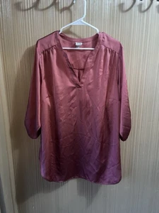 Camisa de satén rosa Worthington talla grande para mujer Sixec2X - Imagen 1 de 5