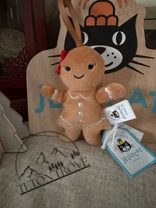 Authentic ❤️ JELLYCAT FESTIVE FOLLY GINGERBREAD GIRL RUBY Plush Ornament NWT - Picture 1 of 6