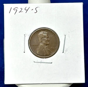 1924-S Wheat Cent - AU - Brown - Well Struck - Picture 1 of 4