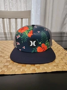Hurley Herren Balboa Trucker Marine Hibiskus Blumen Stil Einheitsgröße Druckknopflasche Mütze - Bild 1 von 5